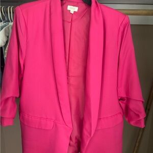 ODDY Pink Blazer with Ruched Sleeves
